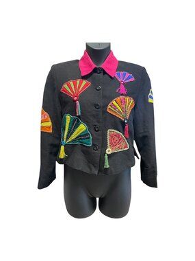 1990s Fancy Fan Jacket  The 90's High Fashion Novelty Anage Size Medium